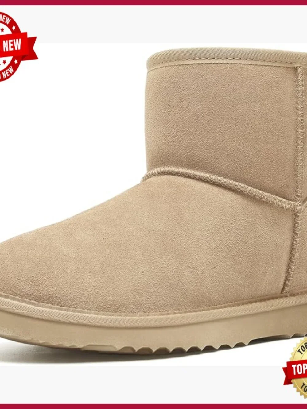 Genuine Suede Mini Snow Boots Winter Warm Fuzzy Fur Lined
